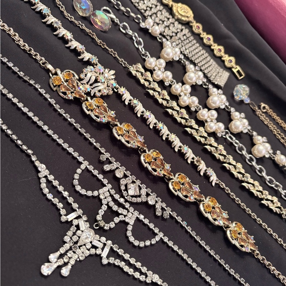Silver and Gold Tone Women's Multi-Style Bracelet Set - Pearl & Crystal Accents